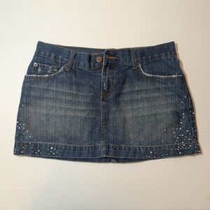 Vintage Ezra Fitch Denim Mini Skirt with Rhinestone Accents Size 28